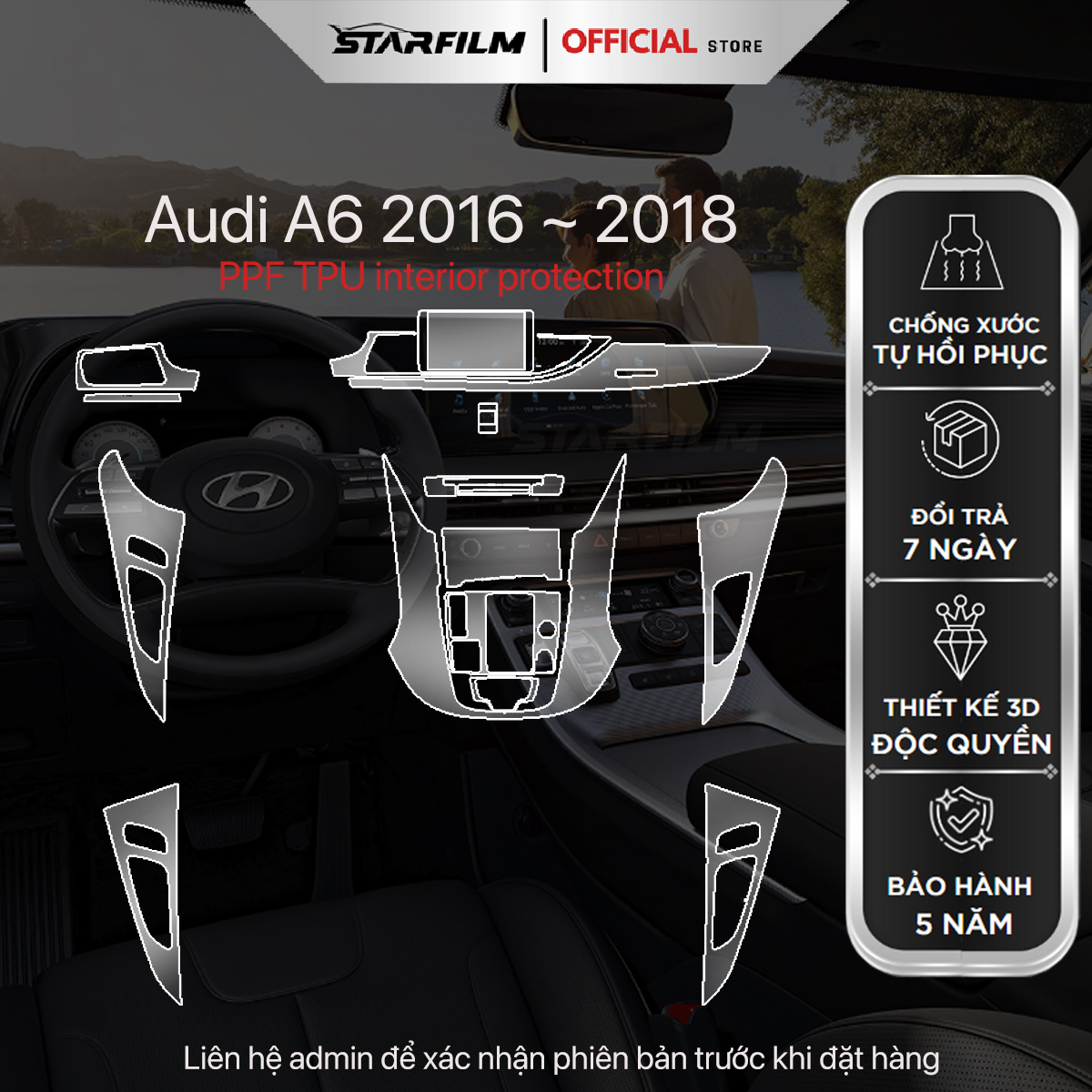 Audi A6 2016 ~ 2018  PPF TPU chống xước tự hồi phục
